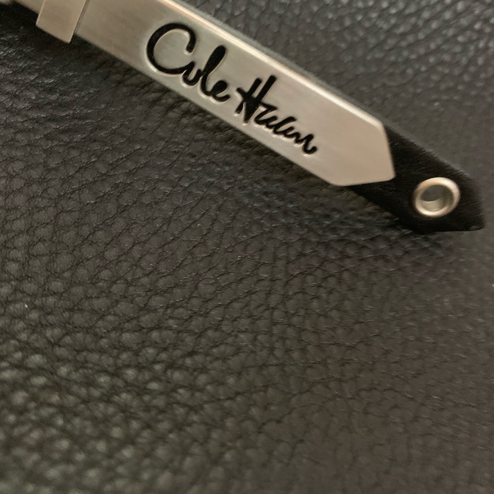Cole Haan beautiful black leather pebble finished purse 2 braided handles.. - Picture 3 of 9